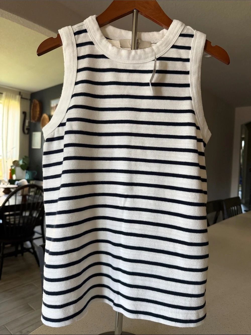 NWT Loft White Blue Striped Tank Top Cotton XS Nautical Sleeveless Classic - Picture 2 of 9